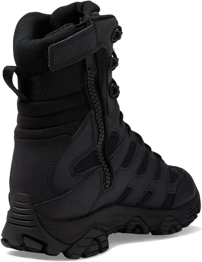 Merrell Men’s Moab 3 8” Zip Tactical Waterproof Boots, Durable & Comfortable Coated Leather Combat Hiking Shoes
