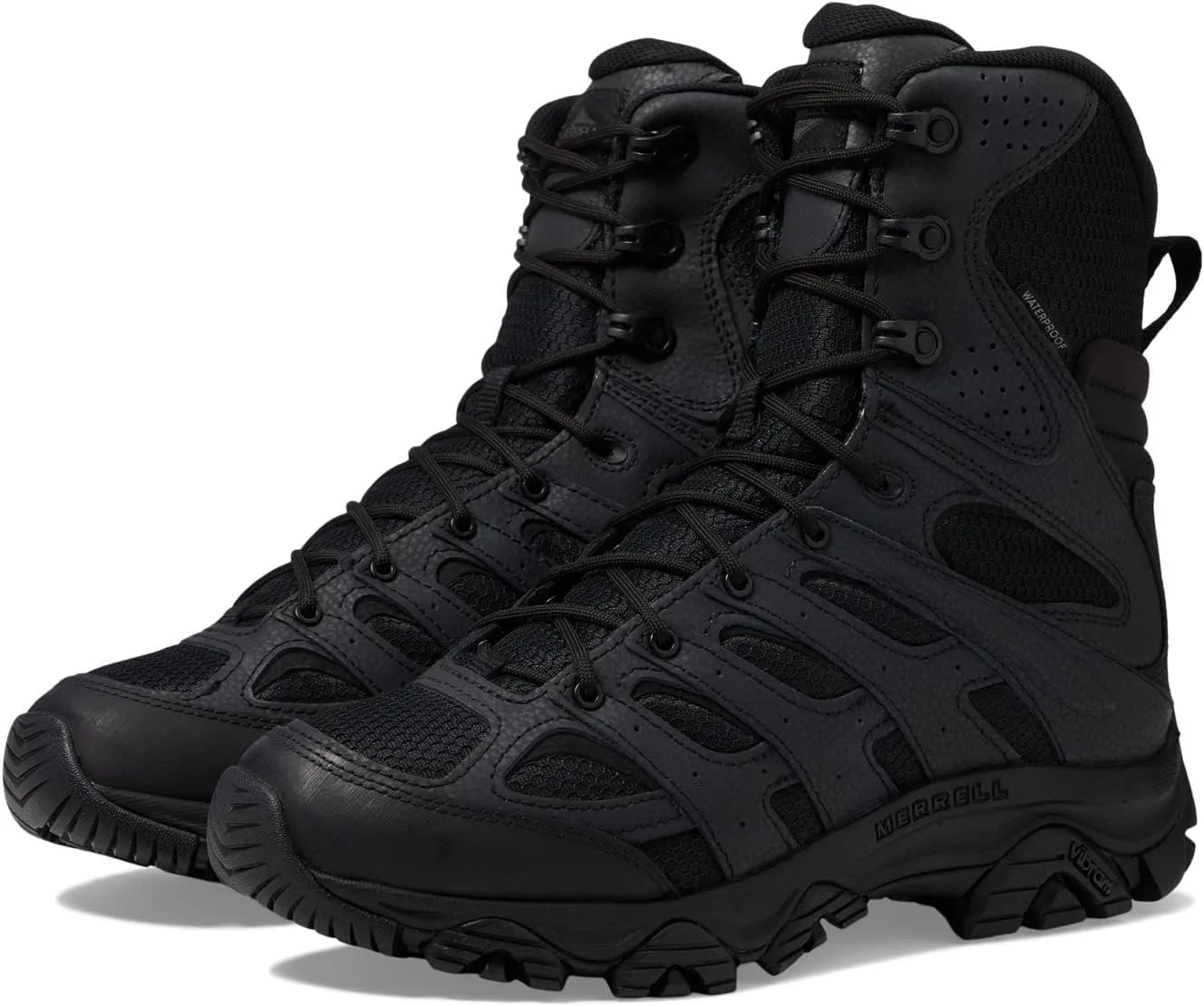 Merrell Men’s Moab 3 8” Zip Tactical Waterproof Boots, Durable & Comfortable Coated Leather Combat Hiking Shoes