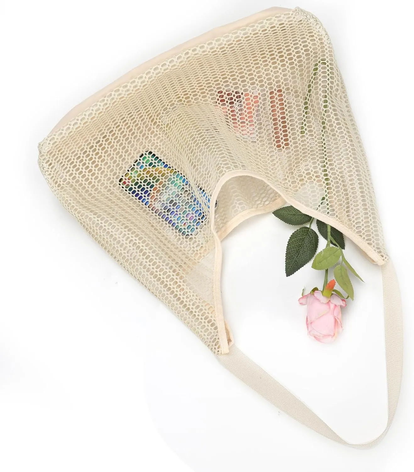 Mesh Beach Bag, Summer Beach Tote Bags for Women, Soft Casual Crochet Bags for Vacation Shopping Swimming Pools Travel