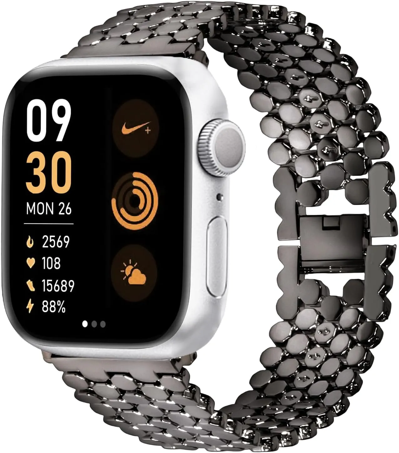 Metal Watch Bands Compatible with iWatch Ultra 2/Ultra Band, for Series 10/9/8/7/6/SE/5/4-49mm/46mm/45mm/44mm, Zinc Alloy Fish Scale Apple Watch Bands for Women Men, with Remove Tool