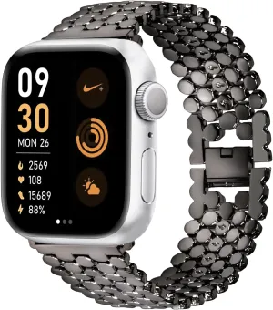 Metal Watch Bands Compatible with iWatch Ultra 2/Ultra Band, for Series 10/9/8/7/6/SE/5/4-49mm/46mm/45mm/44mm, Zinc Alloy Fish Scale Apple Watch Bands for Women Men, with Remove Tool