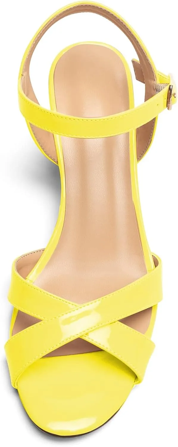 Mettesally Women's Classic Wedge Heel Sandals Ankle Strap Open Toe Slingback Summer Party Casual Shoes