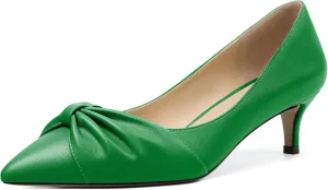 Mettesally Womens Kitten Heel Pumps Pointed Toe Mid Heels Bow Tie Comfort Slip On Heeled Shoes for Wedding Party Office