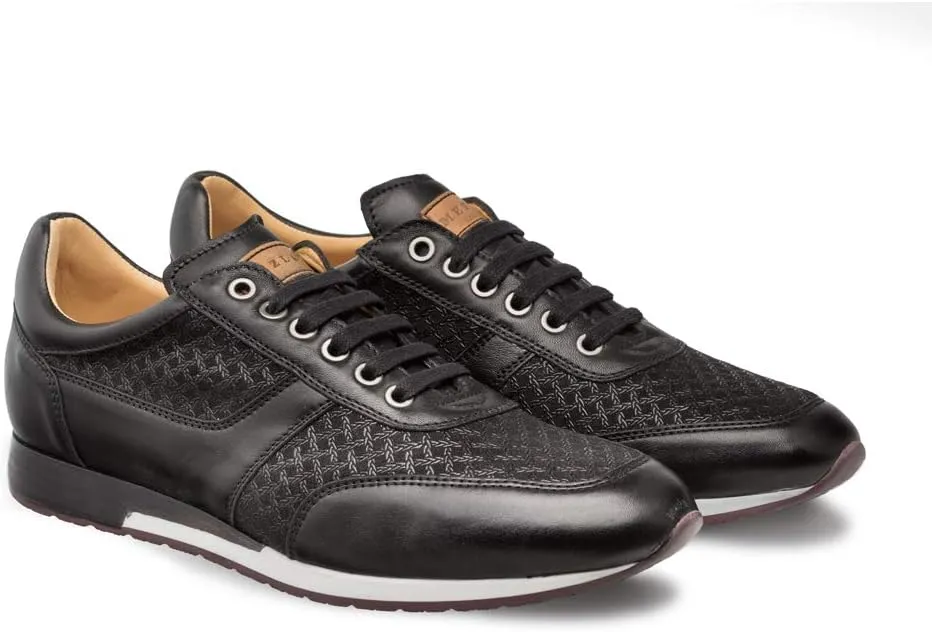 Mezlan - Maxim - Men's Luxury Dress Sneaker - Embossed Suede & Smooth Calfskin - Handcrafted in Spain