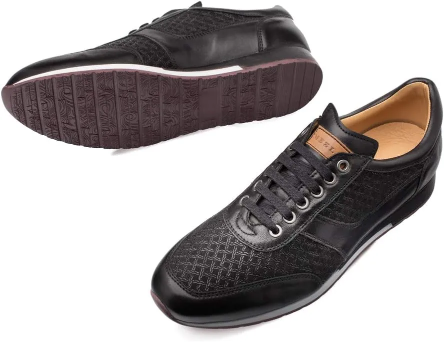 Mezlan - Maxim - Men's Luxury Dress Sneaker - Embossed Suede & Smooth Calfskin - Handcrafted in Spain