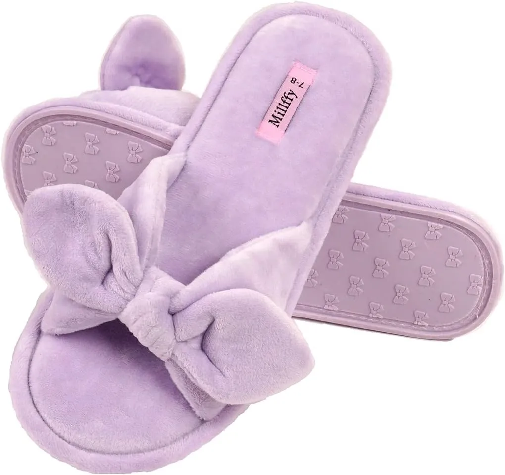 Millffy Summer Slippers for Women Indoor Open Toe Slippers Kawaii Cotton Bedroom Slippers for Womens Sandal Slippers