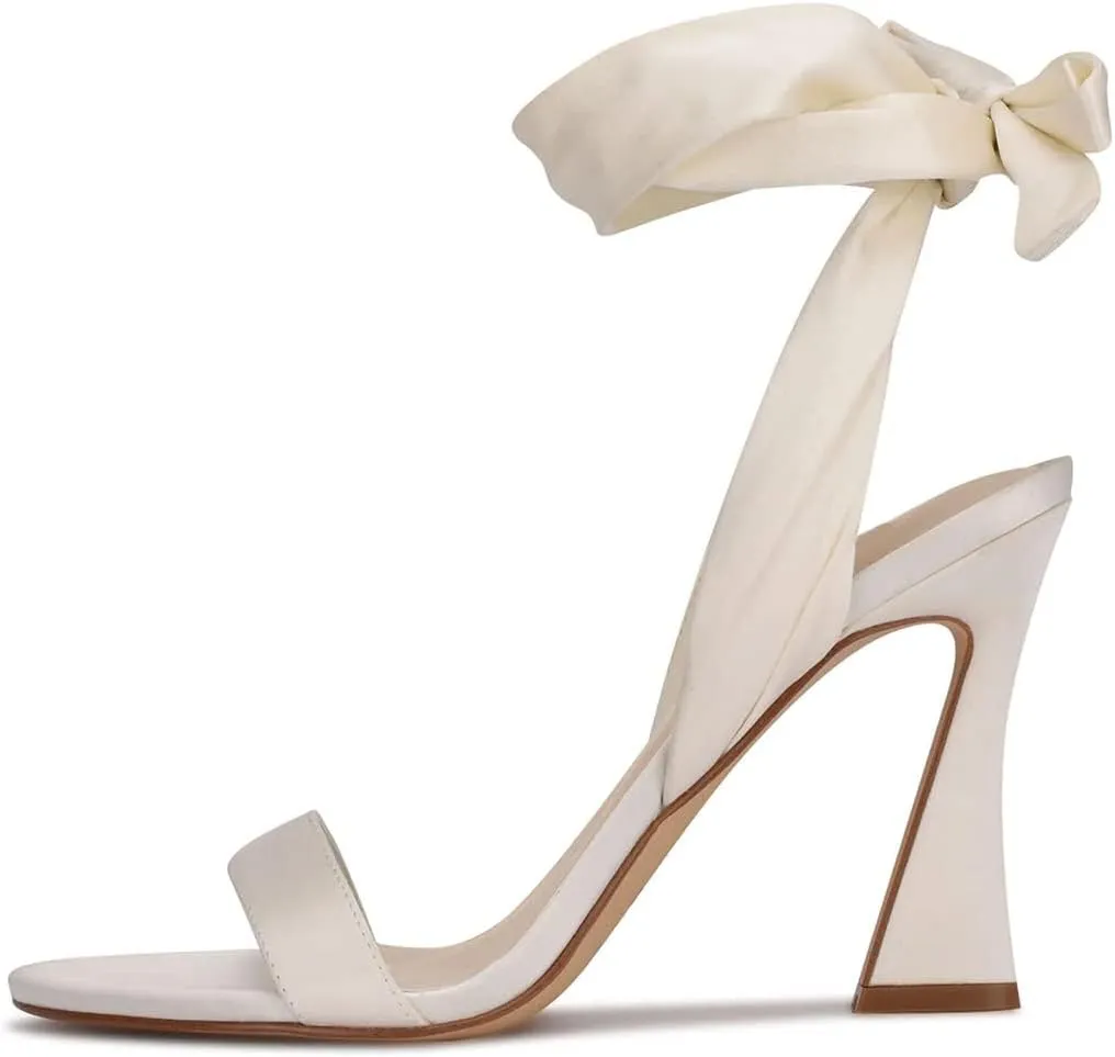 Milooey shoes Women Elegant Open Toe Strappy Heeled Sandal Lace Up Block High Heels Ankle Strap Party Dress Prom Lady Shoes Size 4-16 Us