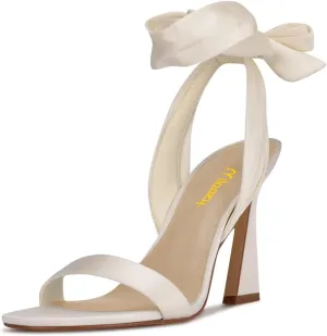 Milooey shoes Women Elegant Open Toe Strappy Heeled Sandal Lace Up Block High Heels Ankle Strap Party Dress Prom Lady Shoes Size 4-16 Us