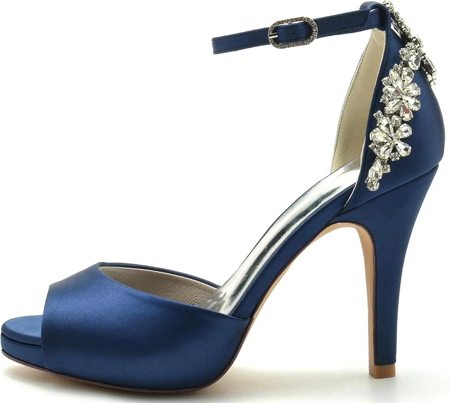 Minishion Womens Elegant Bridal Heels Platform Ankle Strap Wedding Party Evening Sandals Shoes BR100