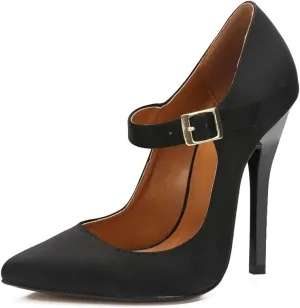miss left Women's Mary Jane Ankle Strap Pumps with Buckle Almond Toe Chic Stiletto High Heel Dress Party Evening Shoes Size 4-16 US