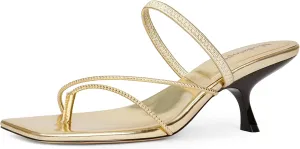 Modatope Flip Flops Sandals for Womens Kitten Heels Square Open Toe Slip on Strappy Comfort Dress Party Shoes