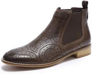 Mona flying Womens Comfort Leather Chelsea Boot Chic Low Heel Pull on Ankle Booties
