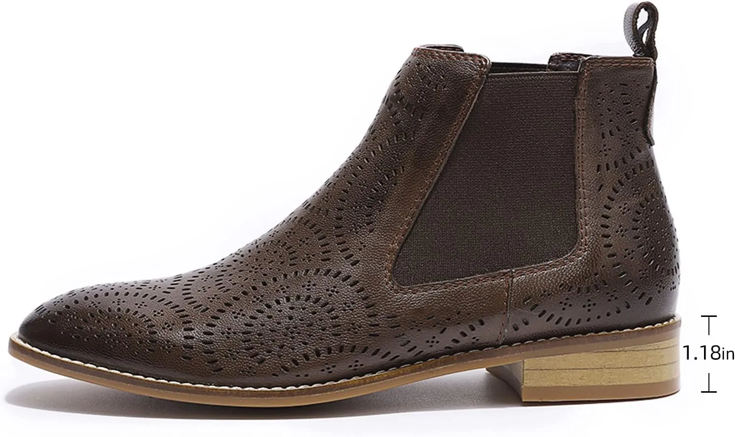 Mona flying Womens Comfort Leather Chelsea Boot Chic Low Heel Pull on Ankle Booties