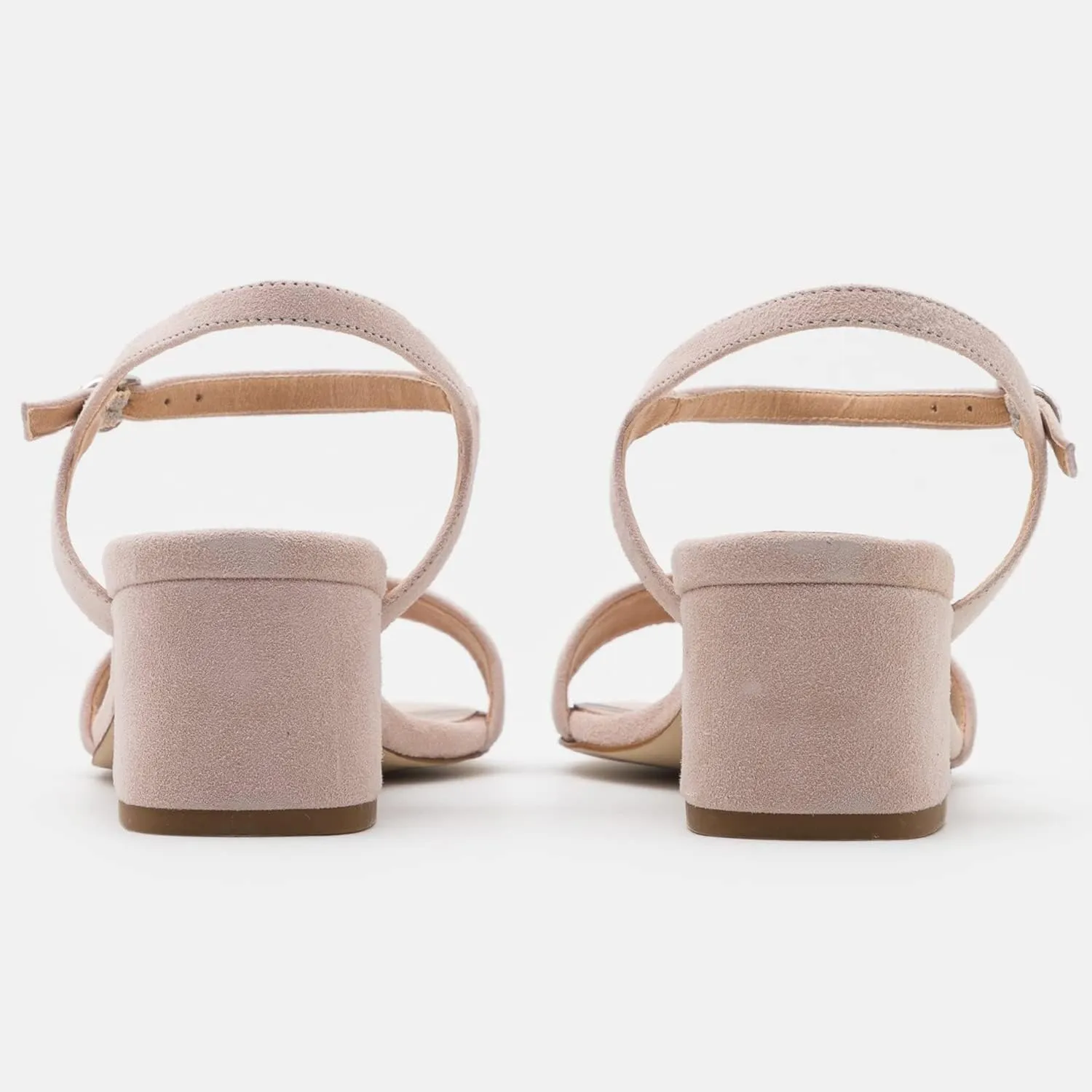 MOOMMO Women Low Chunky Heels Sandals Ankle Strap Suede Sandal Heels Round Open Toe 2 Inch Block Heels One Band Dress Heeled Sandals Buckle Metallic Two-Tone Summer Shoes Comfort Casual 4-13 M US