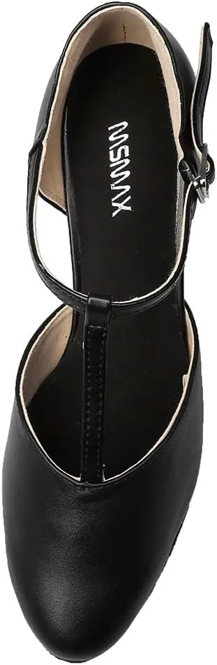 MSMAX Girls Latin Shoe Women's Professional Leather Ballroom Modern Character Dance Wedding Pump Shoes