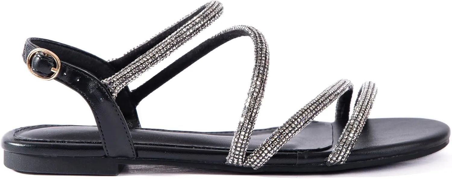 Mtzyoa Women Flat Sandals Dressy Strappy Gladiator Summer Ankle Strap Nude Open Toe Comfortable Wedding Casual Leather Ladies Party Trendy Vacation