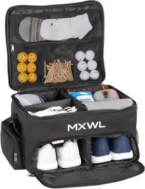 MXWL Heavy Duty Golf Trunk Organizer w/Shoulder Strap- Design with Exclusive 3 Layers & 3 Sturdy Hardboard Inserts- Efficient Storage Car Trunk Organizer for SUV Stores All of Your Golf Accessories…