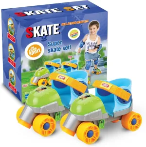My First Skates - Adjustable Easy Training Inline Roller Skate, Quad-Style 4-Wheel Skates for Beginners, Kids, Toddlers, and Children
