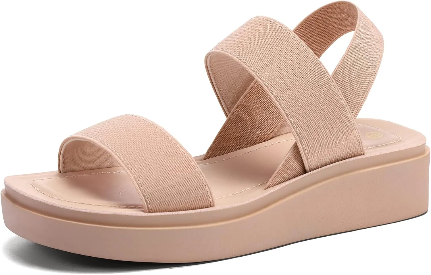 mysoft Women's Platform Wedges Sandals Slingback Lightweight Elastic Ankle Strap Low Wedges Walking Sandals Comfortable Slip On Casual Shoes