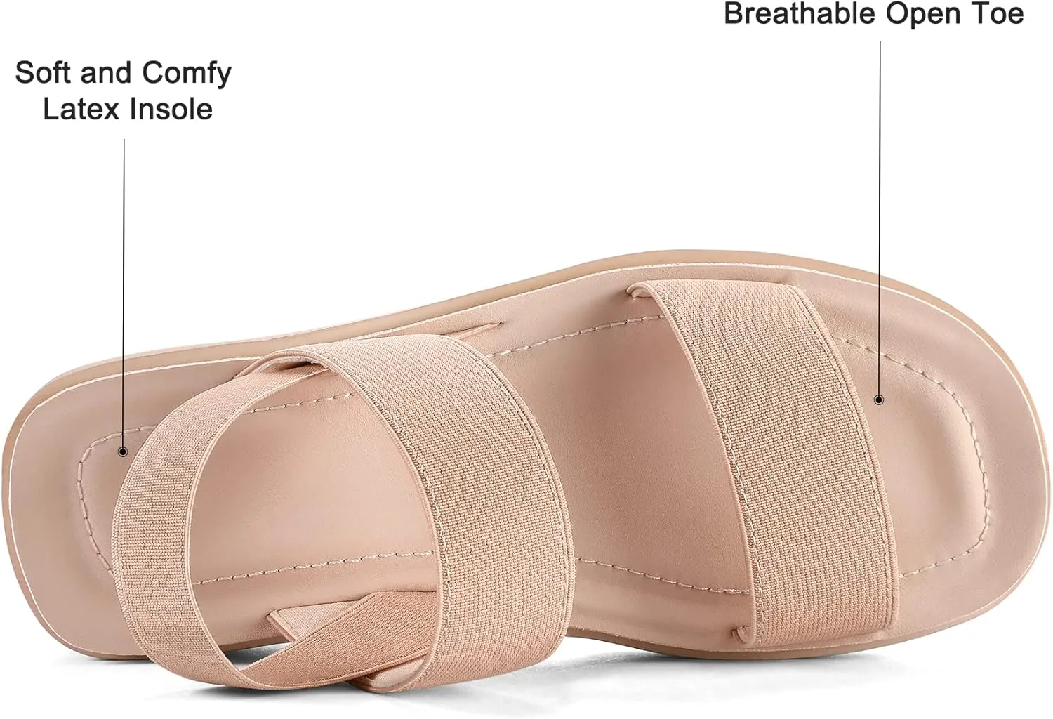mysoft Women's Platform Wedges Sandals Slingback Lightweight Elastic Ankle Strap Low Wedges Walking Sandals Comfortable Slip On Casual Shoes