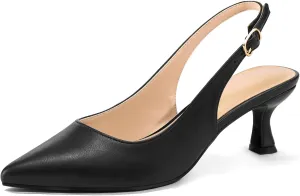 mysoft Women's Slingback Kitten Heel Pumps 2-Inch Low Heels Closed Toe Party Wedding Dress Shoes