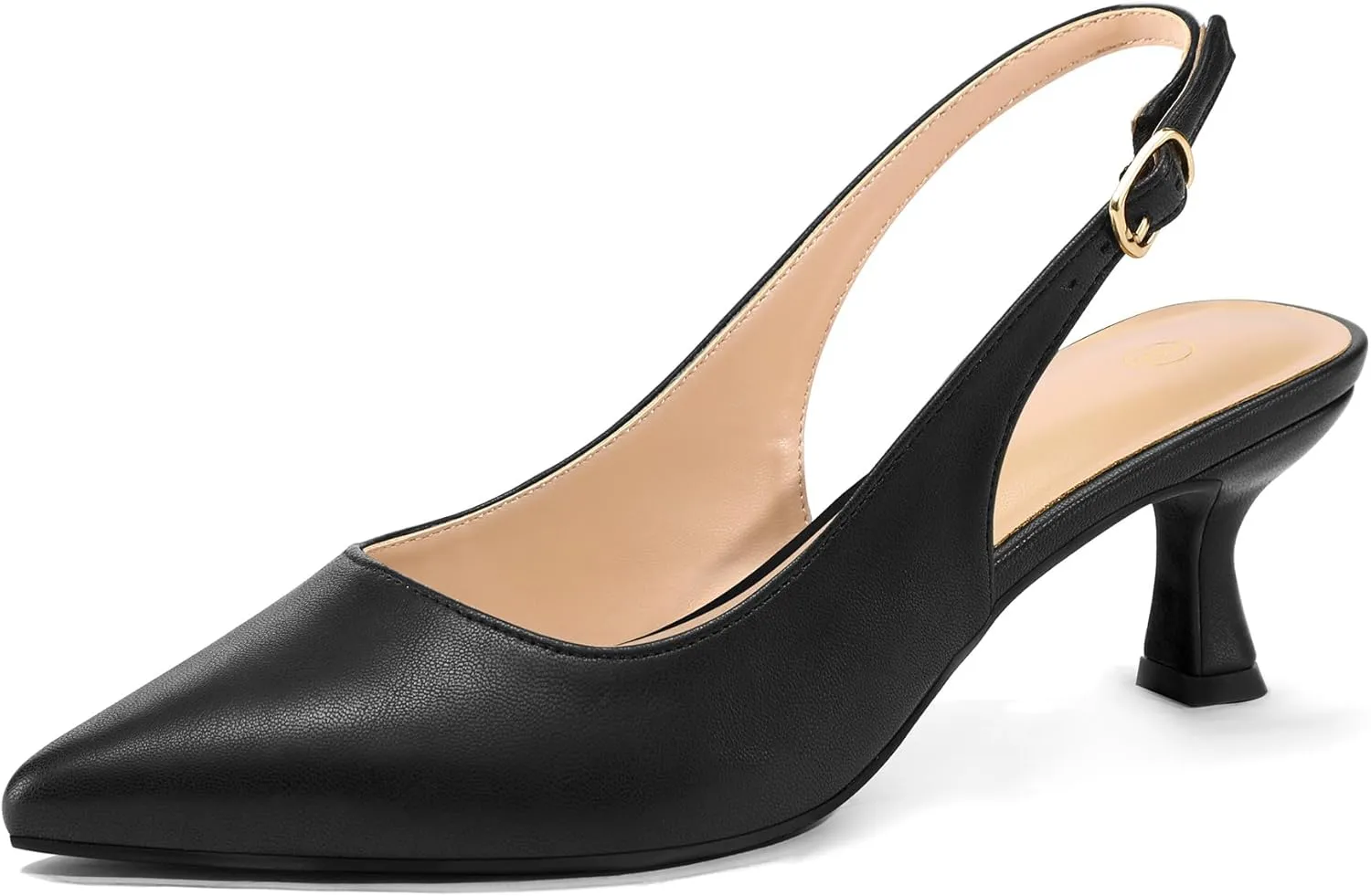 mysoft Women's Slingback Kitten Heel Pumps 2-Inch Low Heels Closed Toe Party Wedding Dress Shoes