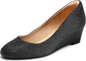 mysoft Women's Wedge Pumps Low Heel Closed Toe 2in Dress Shoes