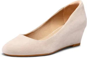 mysoft Women's Wedge Pumps Low Heel Closed Toe 2in Dress Shoes