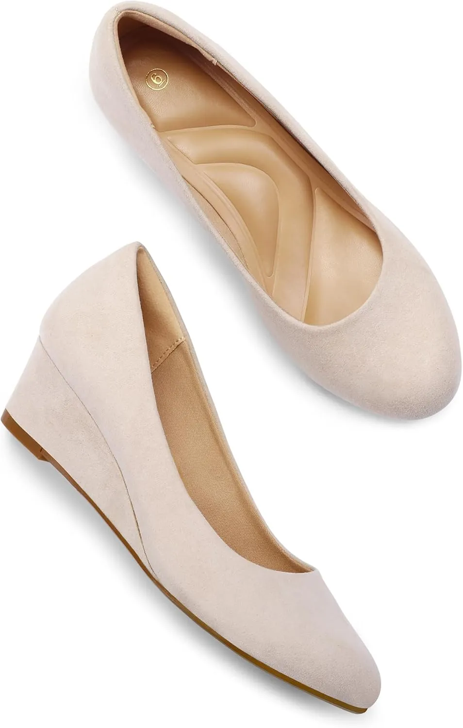 mysoft Women's Wedge Pumps Low Heel Closed Toe 2in Dress Shoes