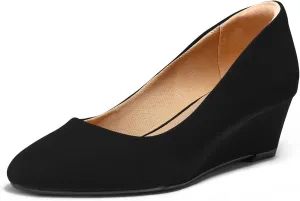 mysoft Women's Wedge Pumps Low Heel Closed Toe 2in Dress Shoes