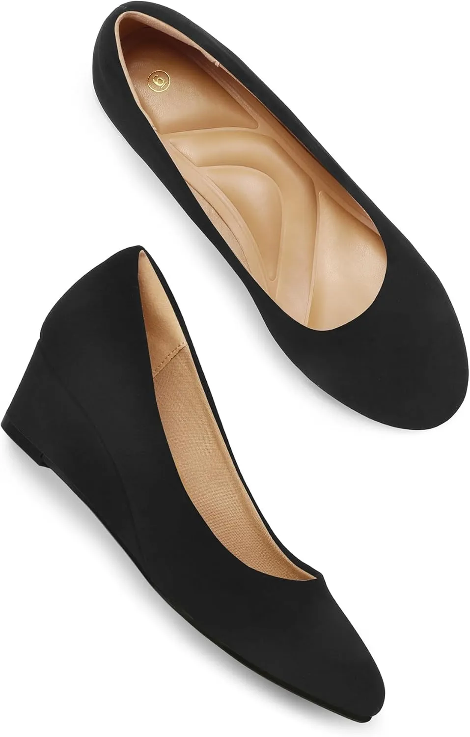 mysoft Women's Wedge Pumps Low Heel Closed Toe 2in Dress Shoes