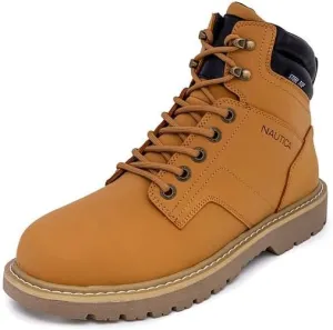 Nautica Mens Casual Lace Up Ankle Boots High Water & Slip Resistant Outdoor Lightweight Utility Leather Shoes for Work, Winter, Walking, Construction.