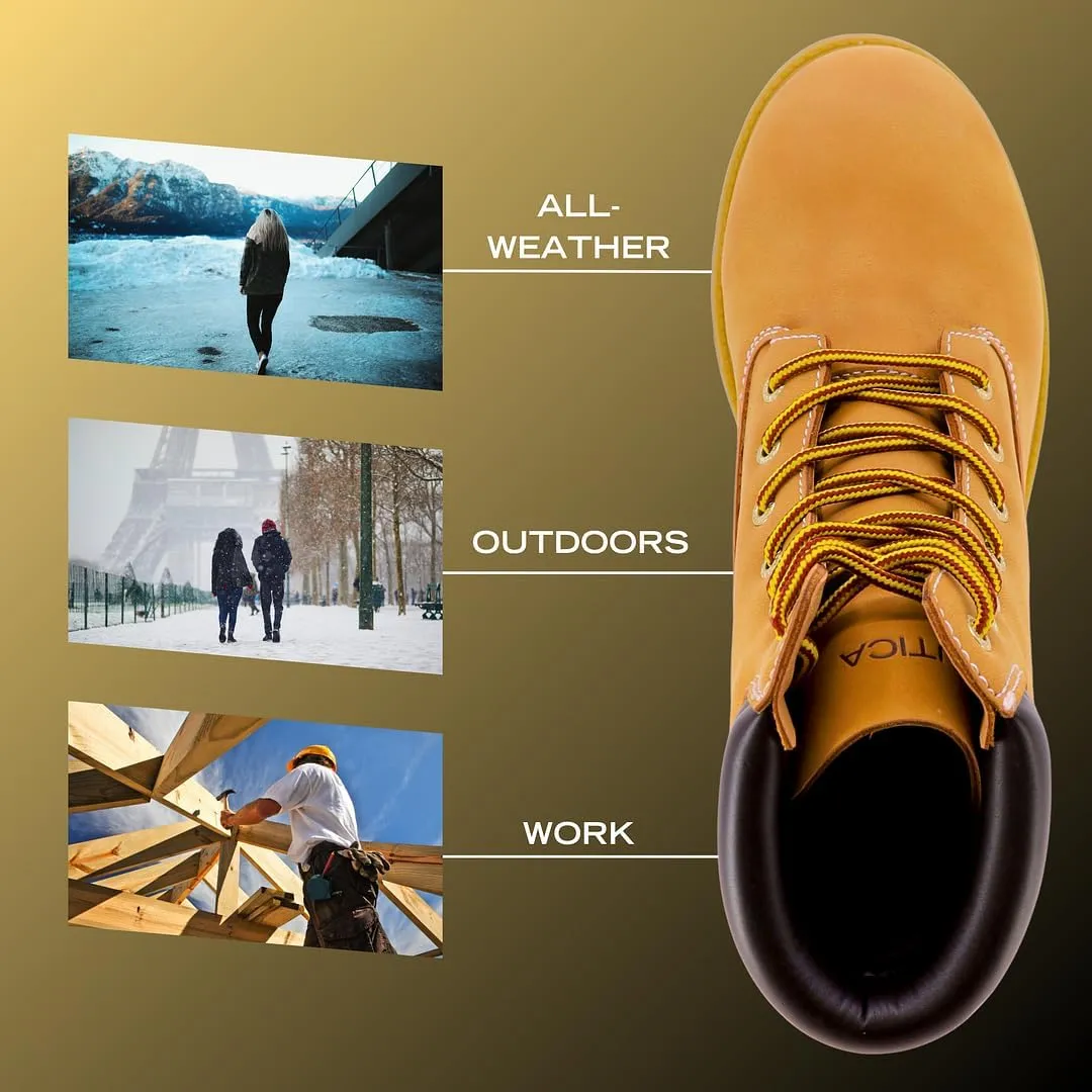 Nautica Mens Casual Lace Up Ankle Boots High Water & Slip Resistant Outdoor Lightweight Utility Leather Shoes for Work, Winter, Walking, Construction.