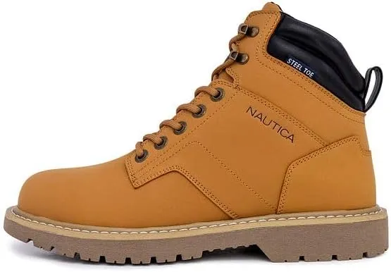 Nautica Mens Casual Lace Up Ankle Boots High Water & Slip Resistant Outdoor Lightweight Utility Leather Shoes for Work, Winter, Walking, Construction.