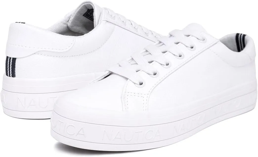 Nautica Women’s Lace-Up Fashion Sneakers – Low-Top Casual Walking & Tennis Shoes with Platform or Regular Heel