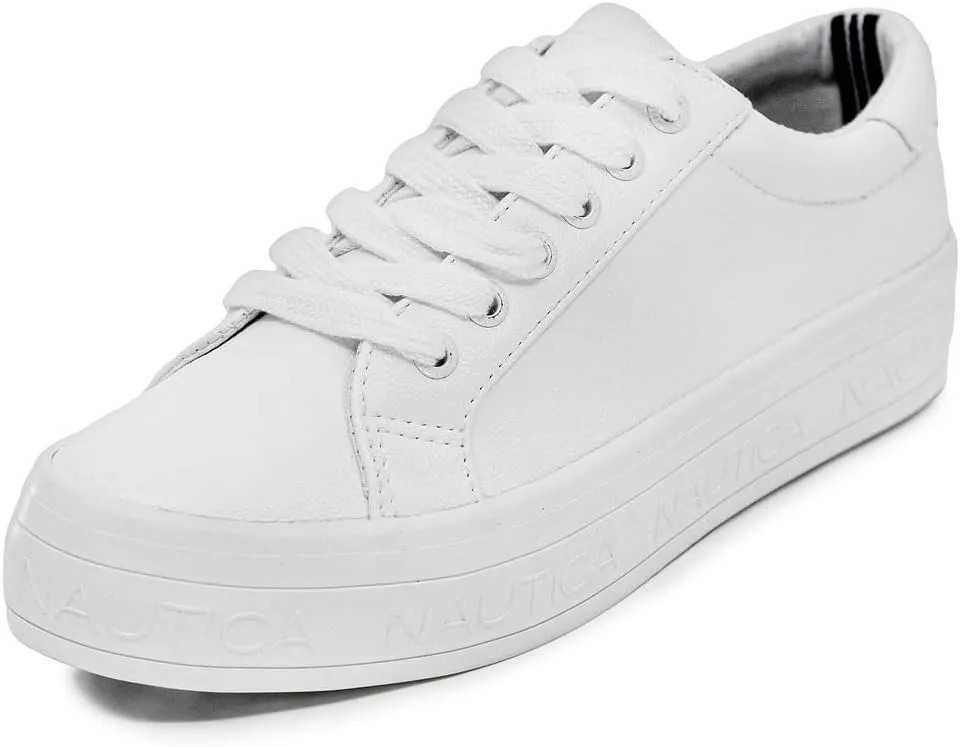 Nautica Women’s Lace-Up Fashion Sneakers – Low-Top Casual Walking & Tennis Shoes with Platform or Regular Heel