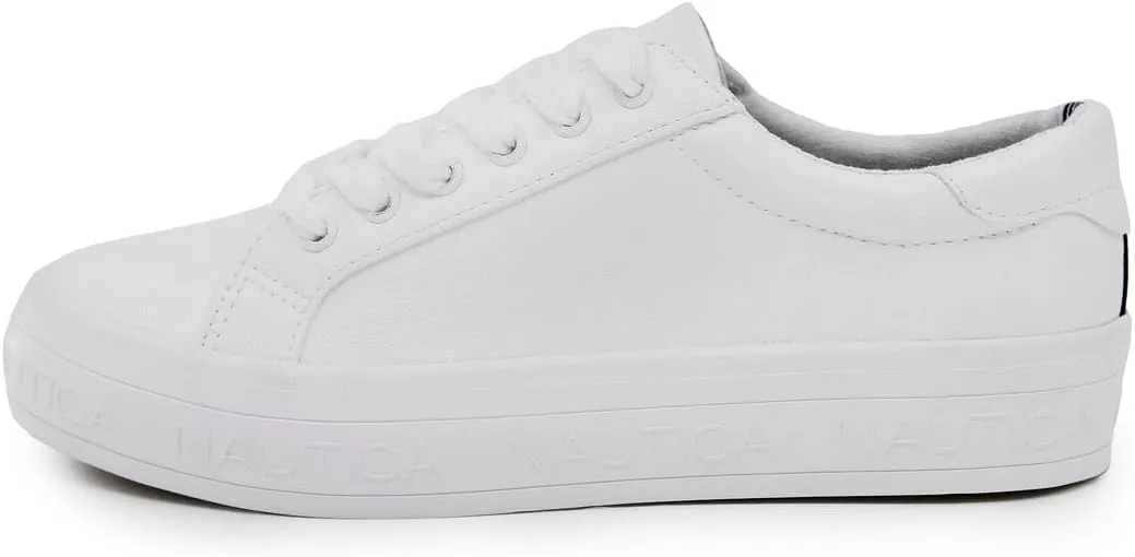 Nautica Women’s Lace-Up Fashion Sneakers – Low-Top Casual Walking & Tennis Shoes with Platform or Regular Heel