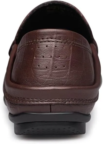 New Men's Loafers Round Toe PU Leather Crocodile Print Loafer Shoes Flat Heel Slip Resistant Flexible Prom Slip-on