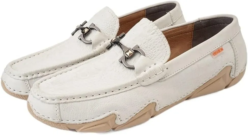 New Men's Loafers Shoes Moccasins Round Toe Shoes Faux Crocodile Print Leather Slip Resistant Flexible Anti-Slip Party Slip-on