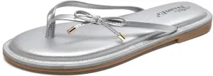 NianEr Womens Microfiber Leather Comfort Foam Bow Dress Thong Sandals Summer Fashion Flat Slip On Slides Flip Flops