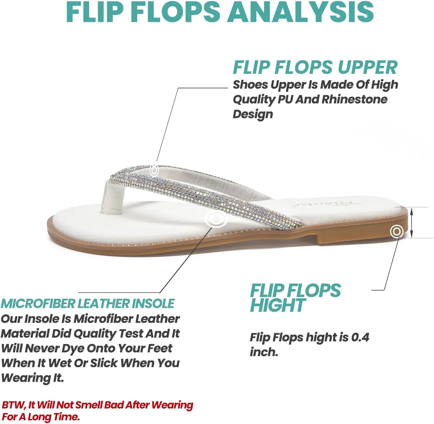 NianEr Womens Microfiber Leather Comfort Foam Rhinestone Glitter Sparkly Dress Flip Flop Sandals Summer Cute Flat Slides