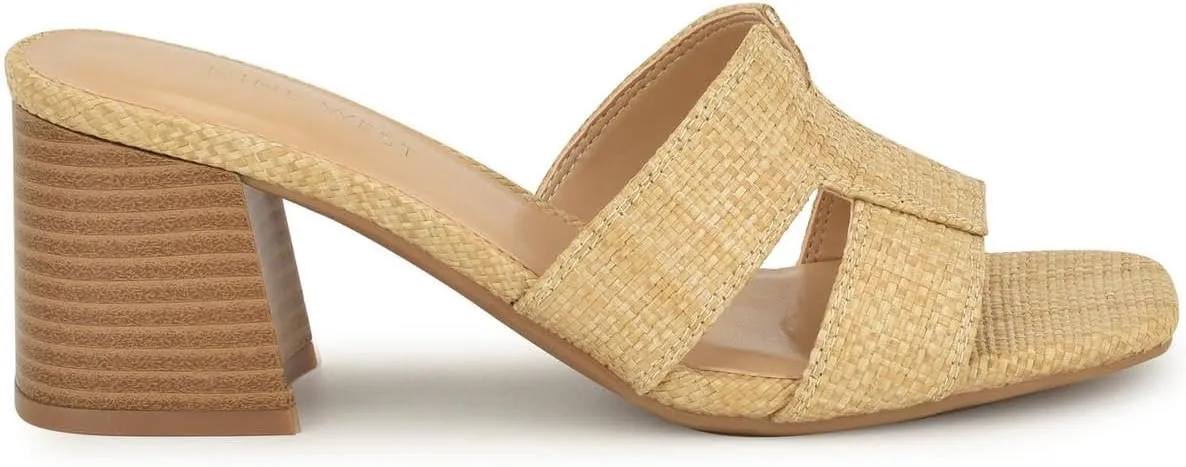 Nine West Womens GANDA2 Cushioned Footbed Woven Block Heel