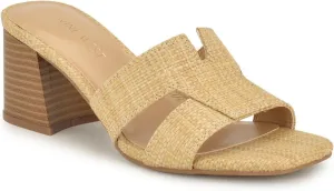 Nine West Womens GANDA2 Cushioned Footbed Woven Block Heel