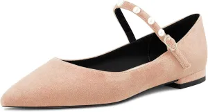 NobleOnly Women Pointed Toe Mary Jane Low Heel Pumps Office Party Classic Buckle Shoes 0.4 Inches Heels