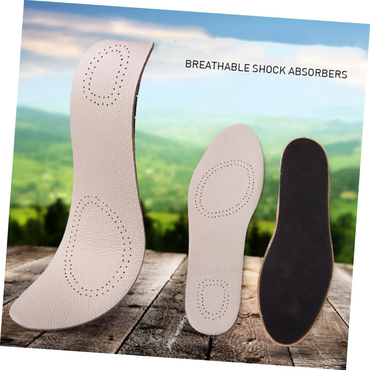 NOLITOY Sports Shoe Pads Breathable Cowhide Leather Insoles Size 43/44 White/Black