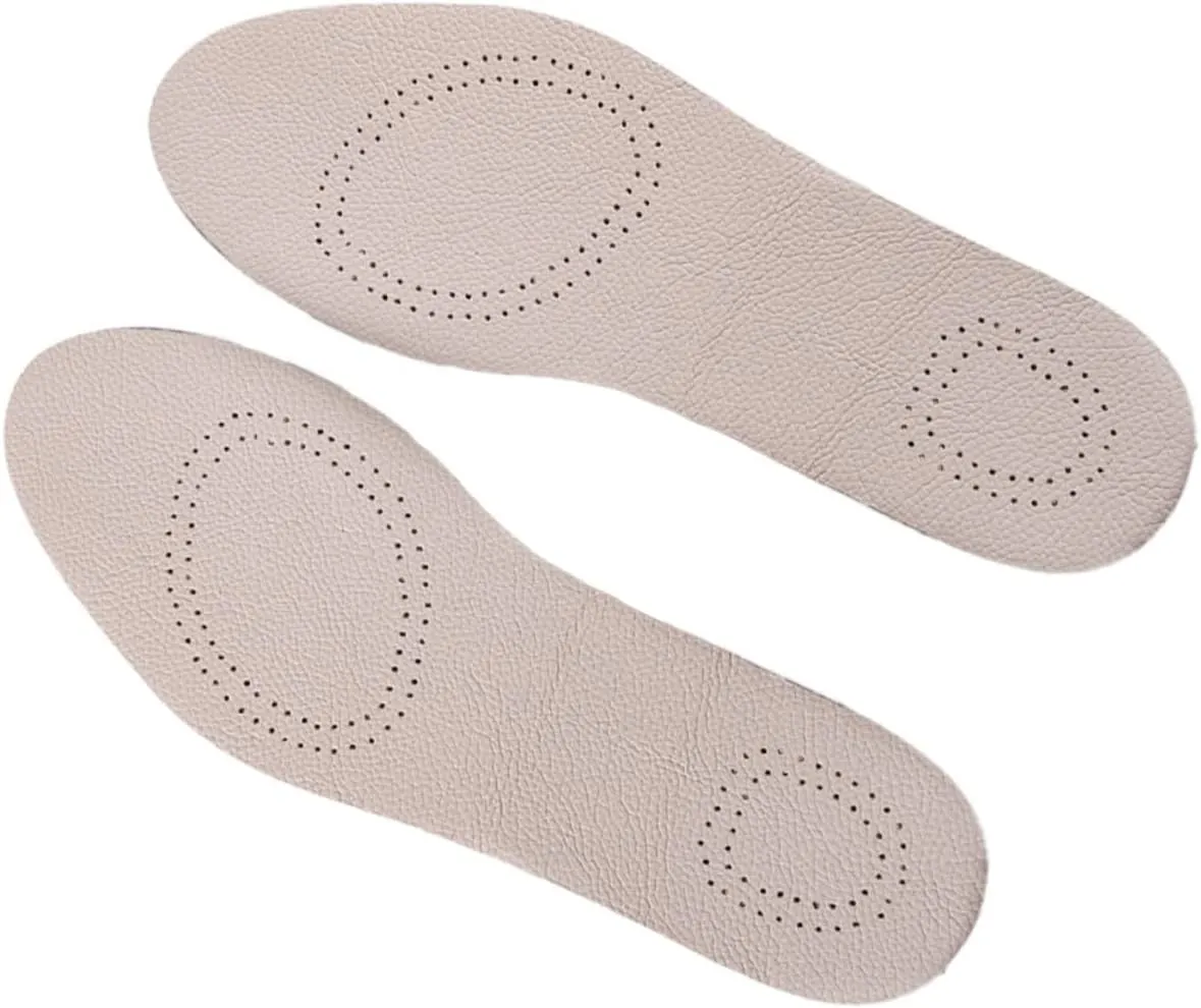 NOLITOY Sports Shoe Pads Breathable Cowhide Leather Insoles Size 43/44 White/Black