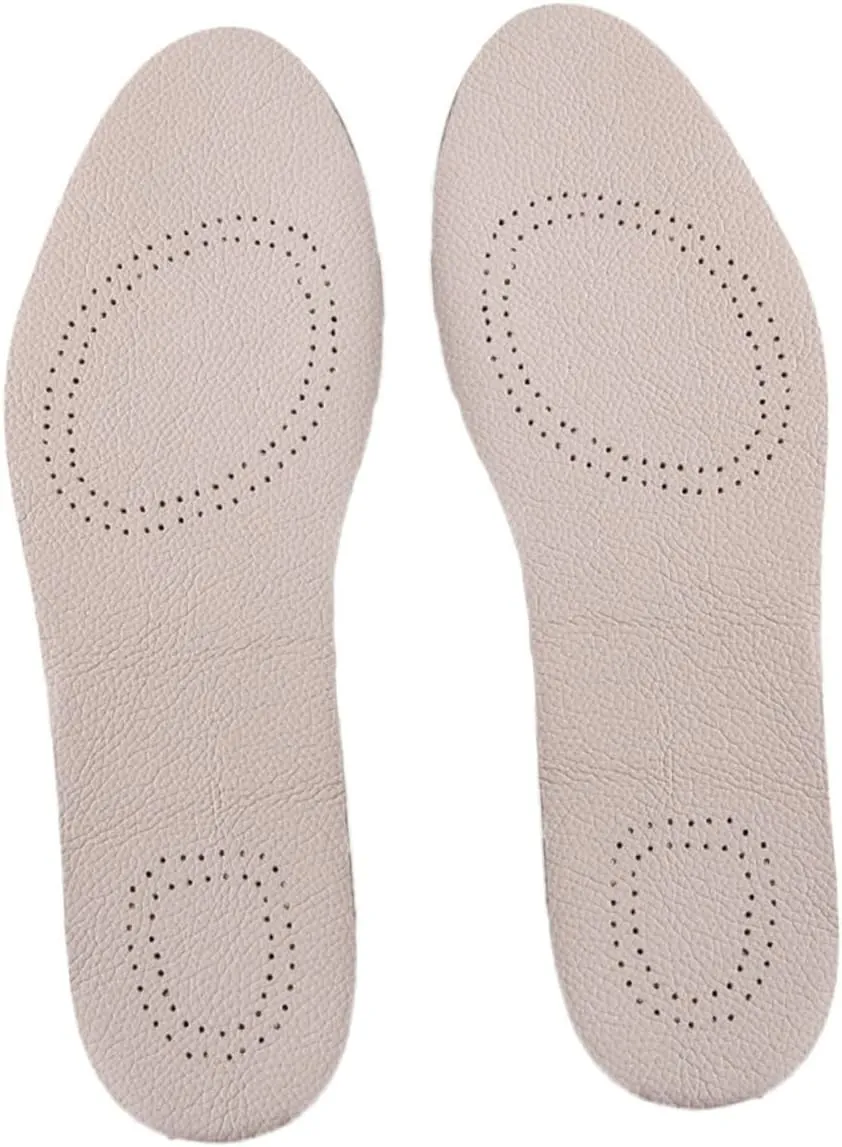 NOLITOY Sports Shoe Pads Breathable Cowhide Leather Insoles Size 43/44 White/Black