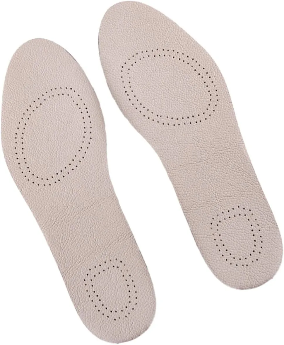 NOLITOY Sports Shoe Pads Breathable Cowhide Leather Insoles Size 43/44 White/Black