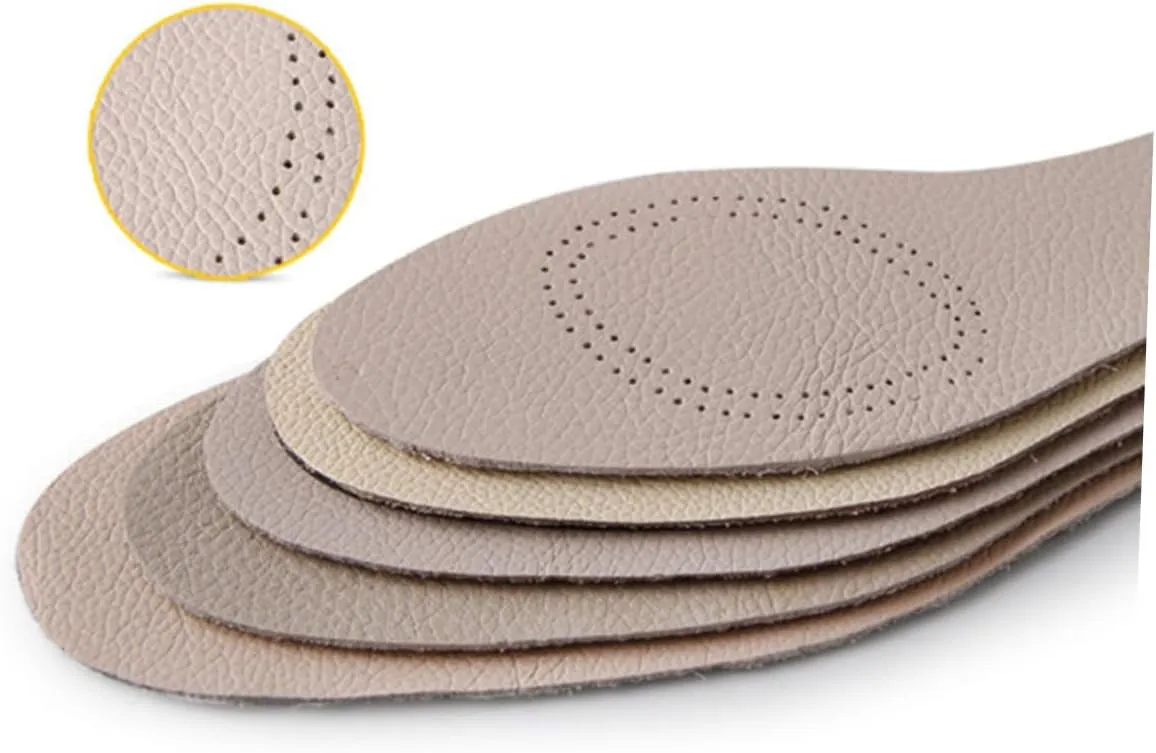 NOLITOY Sports Shoe Pads Breathable Cowhide Leather Insoles Size 43/44 White/Black