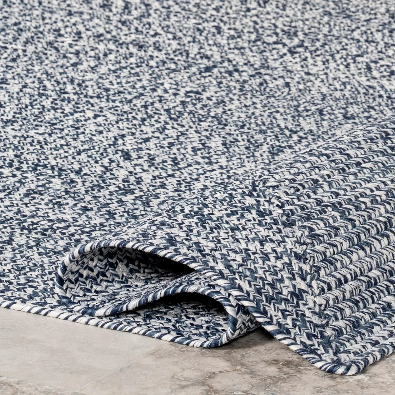 nuLOOM 2' x 16' Solid Hand Braided Indoor/Outdoor Area Rug, Pet-Friendly, High Traffic, Weather Resistant, for Patio, Balcony, Bedroom, Living, Dining Room, Wynn Navy
